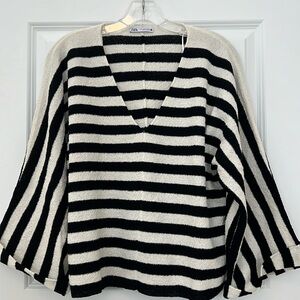 Zara v-neck striped sweater